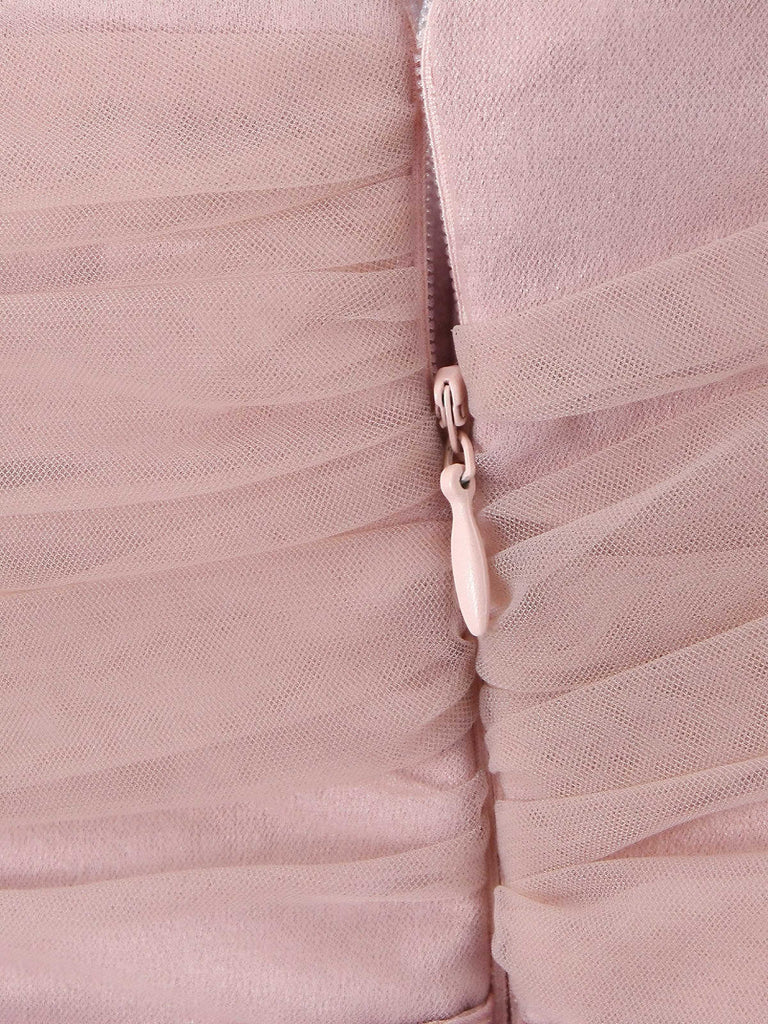 1970s Spaghetti Strap Bow Tulle Dress