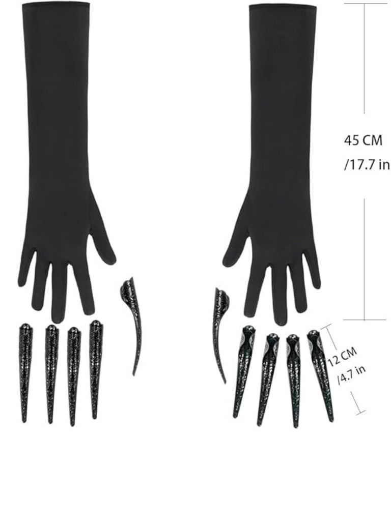 Halloween Black Long Black Claw Gloves