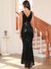 1920s Sequin V-Neck Maxi Dress