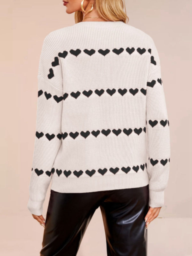 1940s Valentine's Day Heart Knitted Sweater