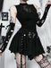 Black 1980s Punk Snake Belt Layered Mini Skirt