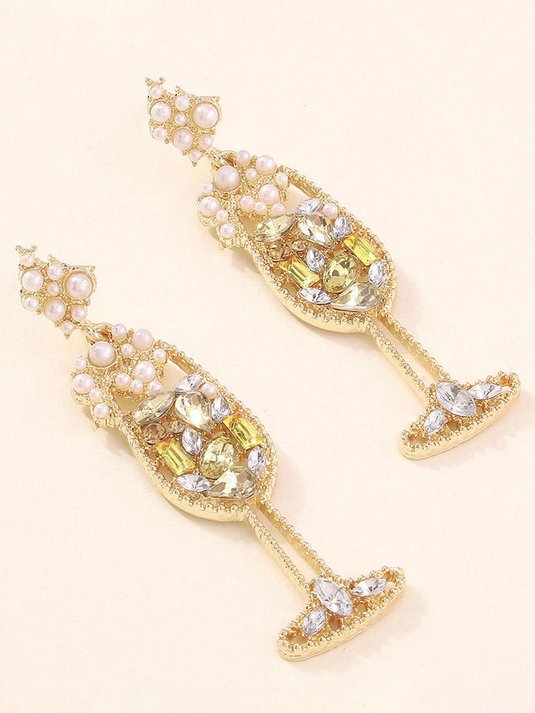 Champagne Glass Pearl Gem Earrings
