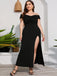 [Plus Size] 1930s Off-Shoulder Solid Long Dress