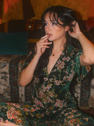 Green 1930s Velvet Vintage Jumpsuit