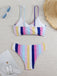1940s Spaghetti Strap Bow Contrast Stripes Bikini