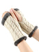 Winter Faux Fur Trim Knit Fingerless Gloves