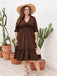 [Plus Size] 1950s V-neck Leopard Half Sleeve Dress