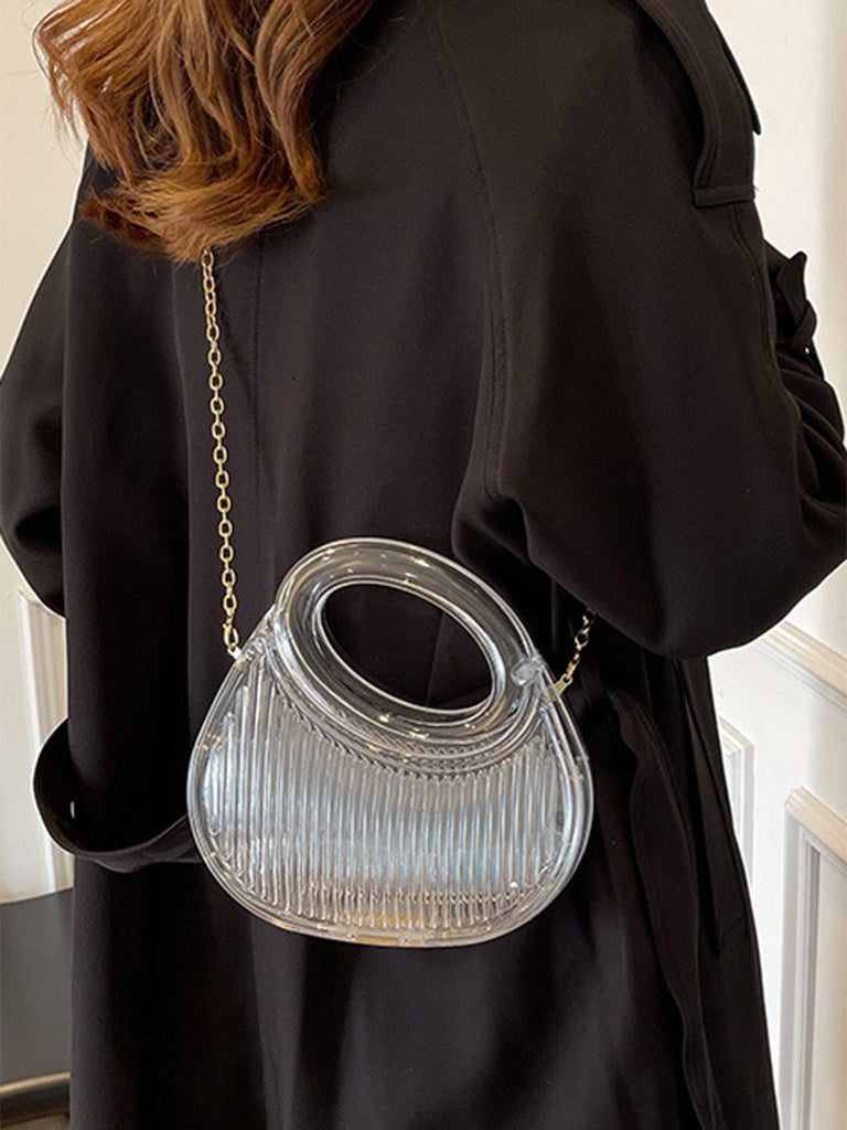 Metallic Top-Handle Chain Crossbody Bag