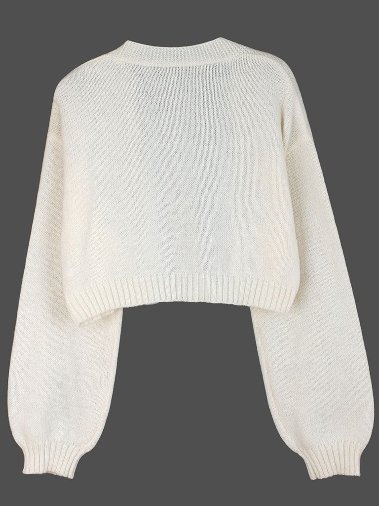 Brown 1960s Christmas Gingerbread Cropped Sweater Cardigan