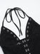Black 1930s Halter Lace Bell-Bottom Jumpsuit