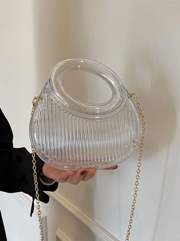 Metallic Top-Handle Chain Crossbody Bag