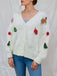 1970s 3D Christams Print Fluffy Knit Button Cardigan