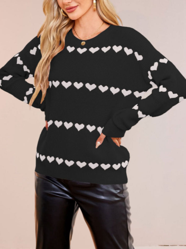 1940s Valentine's Day Heart Knitted Sweater