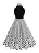 1950s Bow Tie Neck Polka Dot Belted Dress