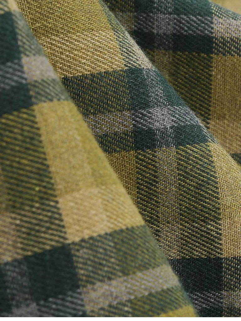 1950s Slip V-Neck Plaid Swing Dress