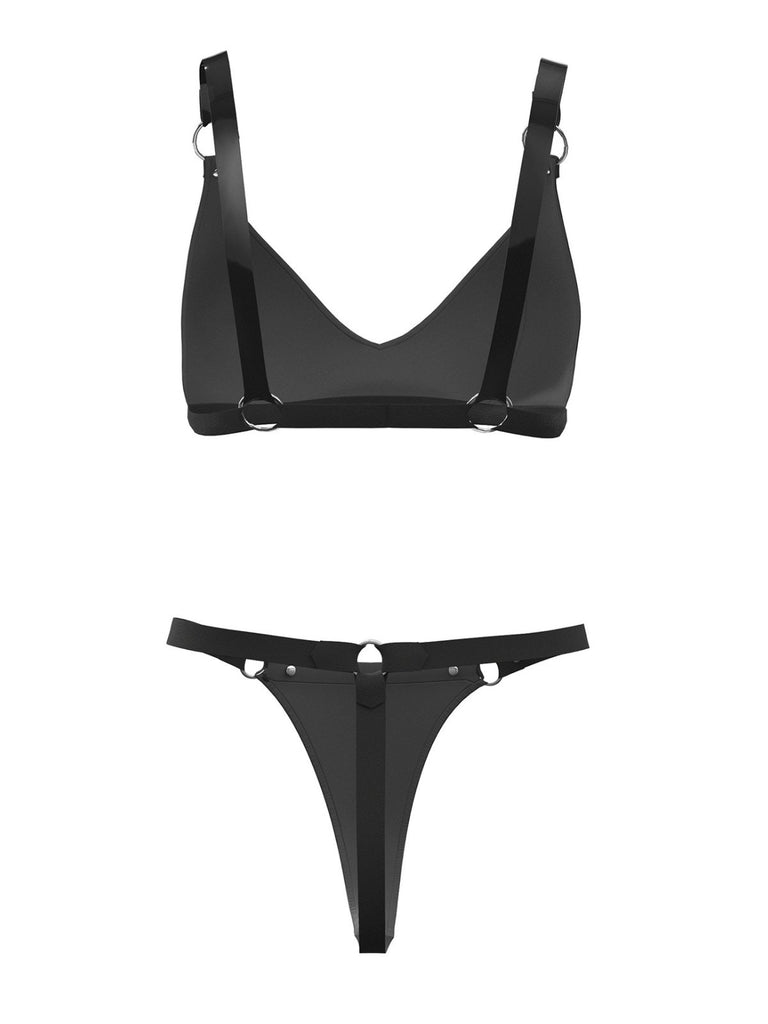 1970s Patent Leather Punk Style Bra & Thong