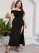 [Plus Size] 1930s Off-Shoulder Solid Long Dress