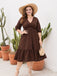 [Plus Size] 1950s V-neck Leopard Half Sleeve Dress