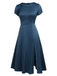 [US Warehouse] Blue 1940s Pearl Buttons Darlene Dress