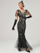 1920s V-Neck Sequined Mesh Mermaid Formal Dress