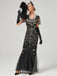 1920s V-Neck Sequined Mesh Mermaid Formal Dress