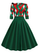 Red 1950s Christmas Plaids Bow Decor Dress