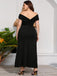 [Plus Size] 1930s Off-Shoulder Solid Long Dress