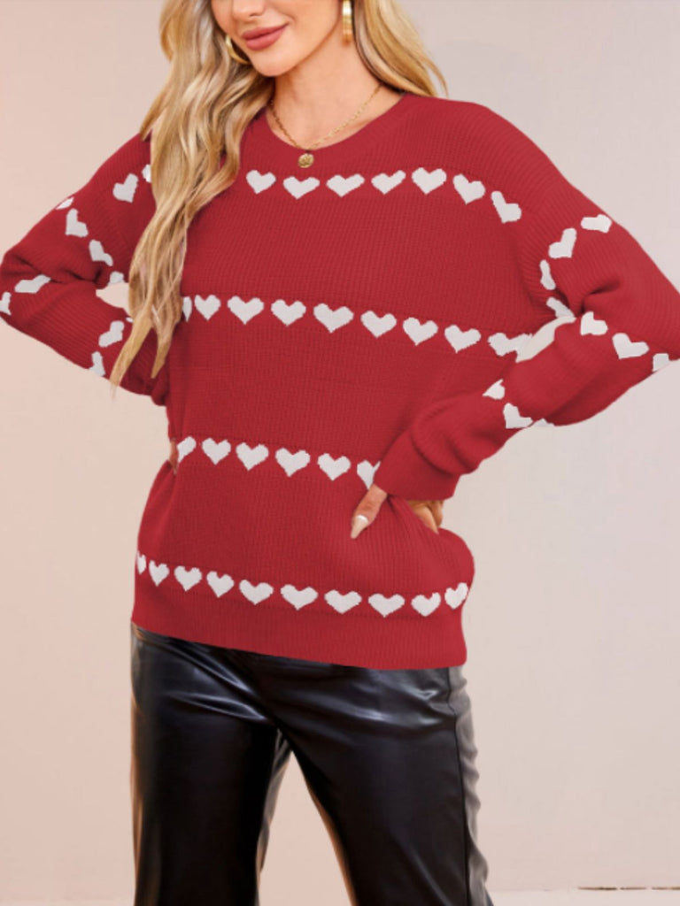 1940s Valentine's Day Heart Knitted Sweater