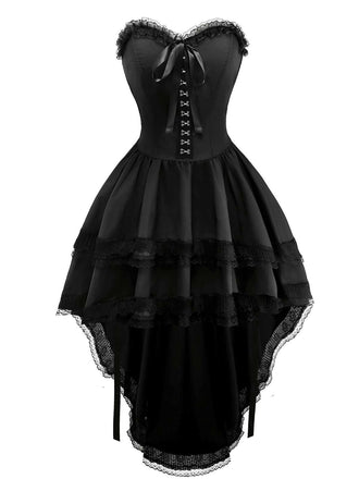 1980s Punk Strapless Lace Gothic Corset Dress