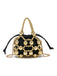 Metallic Beaded Drawstring Mini Bucket Bag