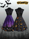 Purple 1950s Halloween Patchwork Dress