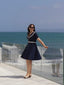 Dark Blue 1950s Sailor Style Double Breasted Dress