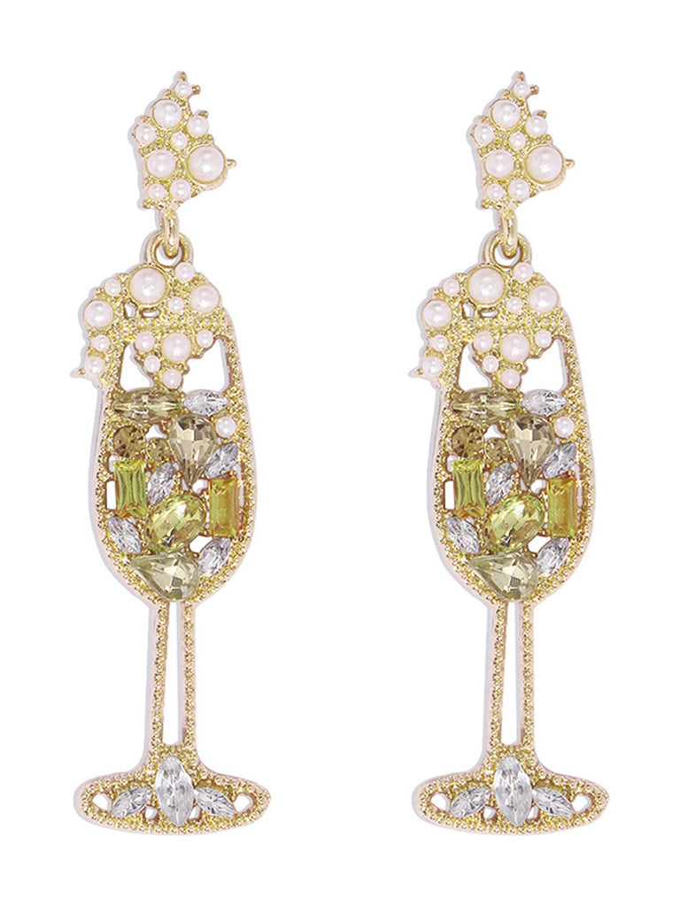 Champagne Glass Pearl Gem Earrings