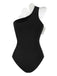 Black 1930s 3D Pearl Floral One-Piece Swimsuit