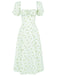 1940s Ditsy Floral Square Neck Slit Dress