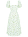 1940s Ditsy Floral Square Neck Slit Dress