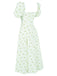1940s Ditsy Floral Square Neck Slit Dress