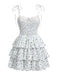 White 1960s Ditsy Floral Cake Dress