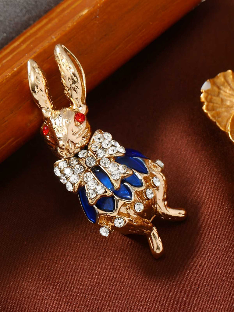 Gold-Tone Crystal Rabbit Brooch