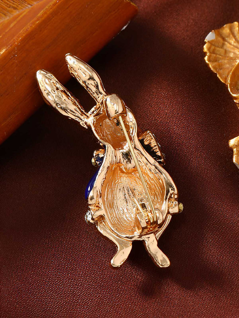 Gold-Tone Crystal Rabbit Brooch