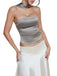 1960s Solid Satin Halter Neck Tube Top