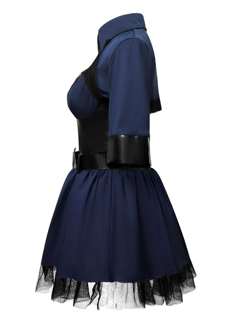 Dark Blue 1960s Police Halloween Cosplay Dress