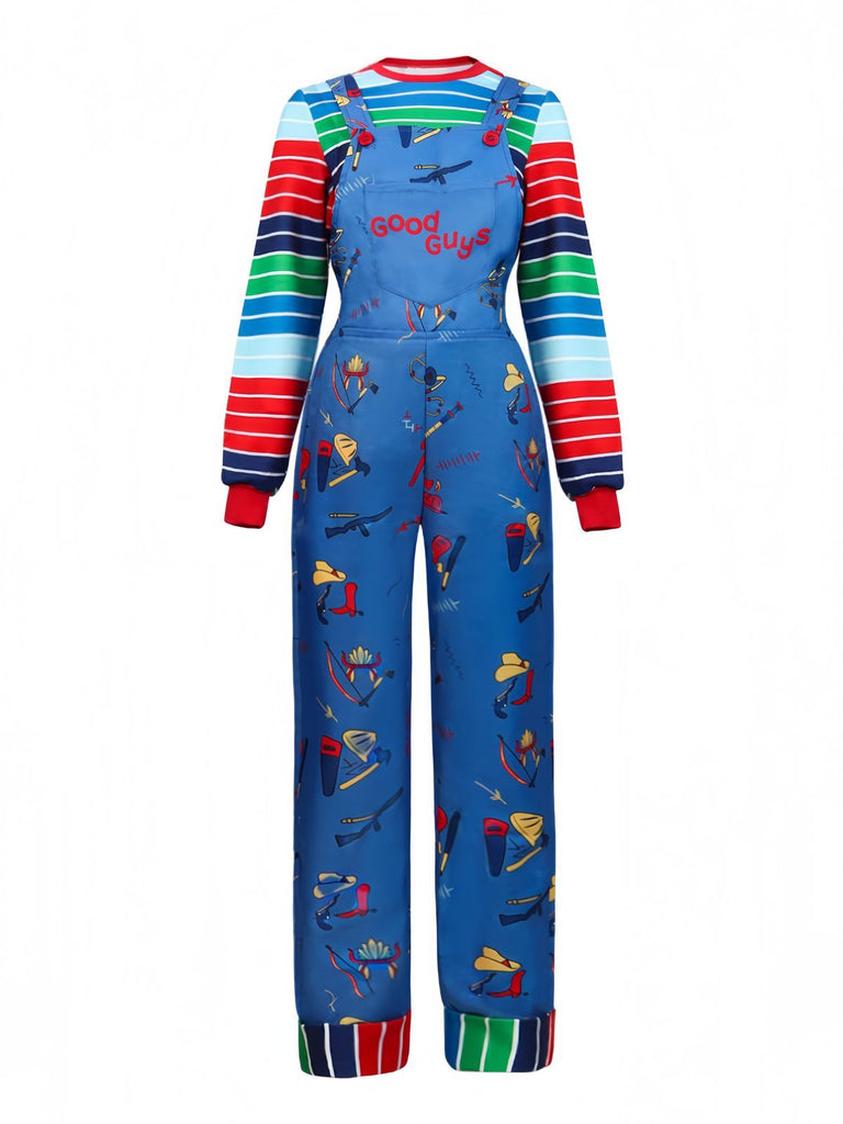 1940s Chucky Doll Striped Dungarees Cosplay Set