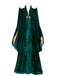 Green 1970s Halloween Velvet Witch Costume Cloak