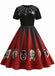 [Pre-Sale] 1950s Halloween Spider Web Print Patchwork Dress