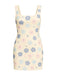 1980s Colorful Floral Sequined Slit Bodycon Dress