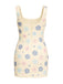 1980s Colorful Floral Sequined Slit Bodycon Dress