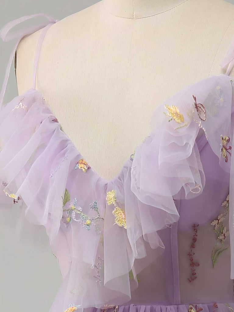 1970s Slip Floral Embroidered Mesh Slit Dress
