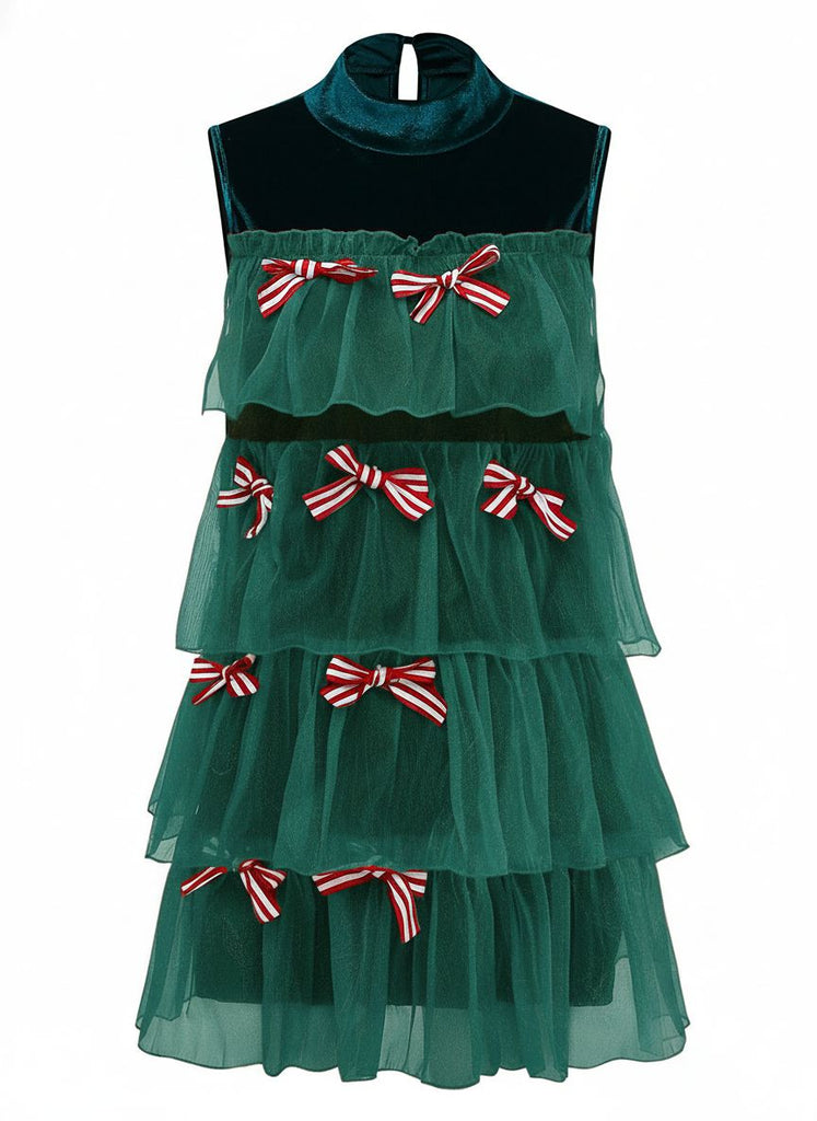 1960s Mesh Bow Christmas Tree Dress