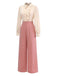[Pre-Sale] Pink 1930s Ruffle Lapel Long Sleeve Jumpsuit